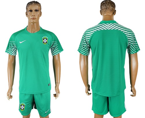 Brazil Blank Green Goalkeeper Soccer Country Jersey - Click Image to Close